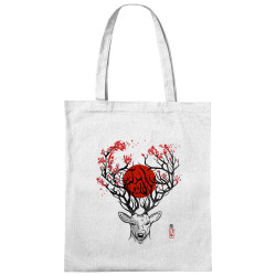Sac shopping en toile blanc Cerf du Japon (Le Duc,Animaux)