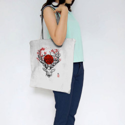 Sac shopping en toile blanc Cerf du Japon (Le Duc,Animaux)