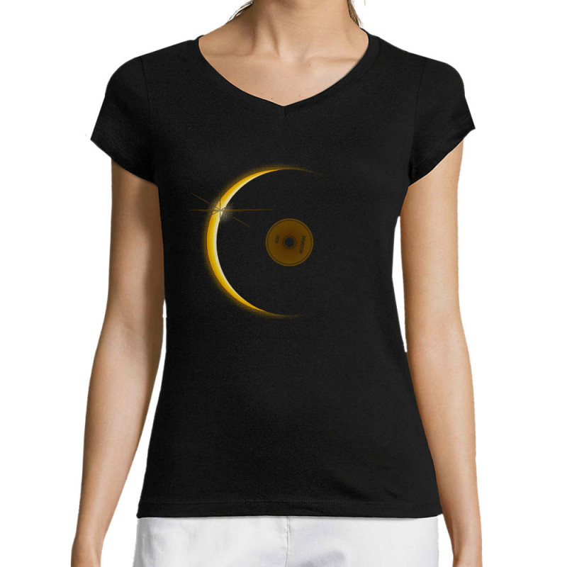 T-shirt femme col V noir Sun Record (Le Duc,Divers)