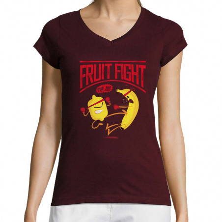 T-shirt femme col V "Fruit...
