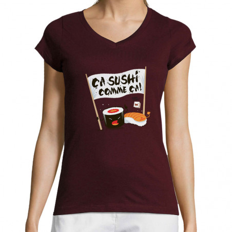 T-shirt femme col V "Ca...