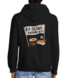 Sweat homme à capuche zippé noir Ca sushi comme ça (Ted Boundy,Humour,Fruits & Légumes)
