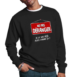 Sweat homme col rond noir Ne pas déranger (Gondrax,Humour,Slogans Débiles)