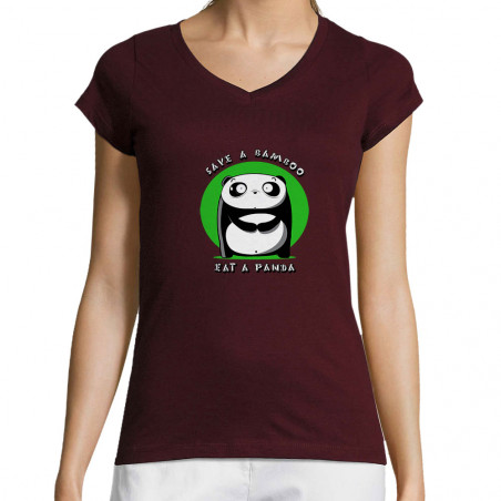 T-shirt femme col V "Save a...