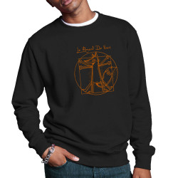 Sweat homme col rond noir Le Renard de Vinci (Mr Mouton,Animaux,Homme de Vitruve)