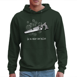 Sweat homme à capuche vert foncé Ca va scier des bulles (Gondrax,Slogans Débiles,Humour)