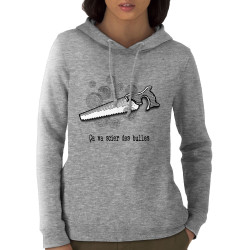 Sweat femme à capuche coton bio gris chiné Ca va scier des bulles (Gondrax,Slogans Débiles,Humour)