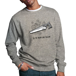 Sweat homme col rond gris chiné Ca va scier des bulles (Gondrax,Slogans Débiles,Humour)
