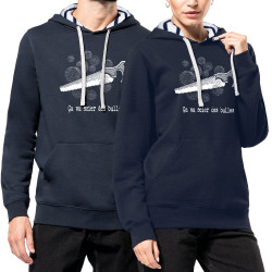 Sweat capuche à motifs unisexe bleu marine et marinière Ca va scier des bulles (Gondrax,Slogans Débiles,Humour)