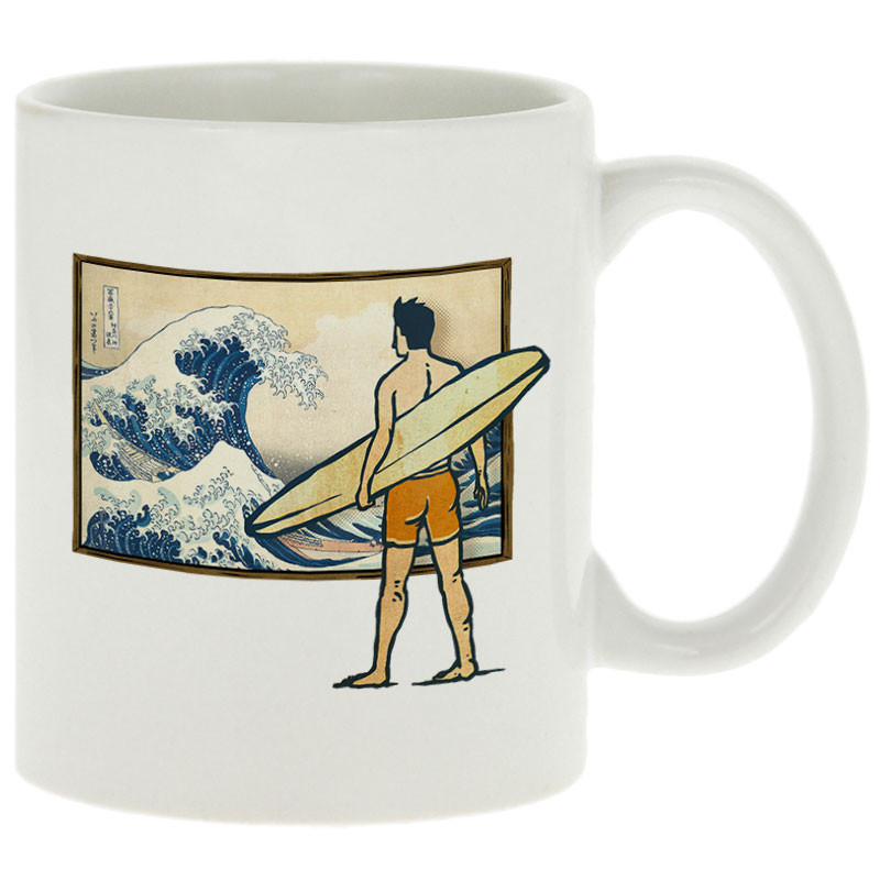 Mug blanc Brice Hokusaï (Gondrax,Humour,Hokusaï,Musée,Skate)
