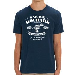 T-shirt homme coton bio bleu marine Garage Rochard 2 (Gondrax,Humour)