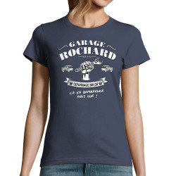 T-shirt femme bleu denim Garage Rochard 2 (Gondrax,Humour)