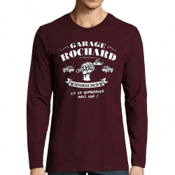 T-shirt homme manches longues bordeaux Garage Rochard 2 (Gondrax,Humour)