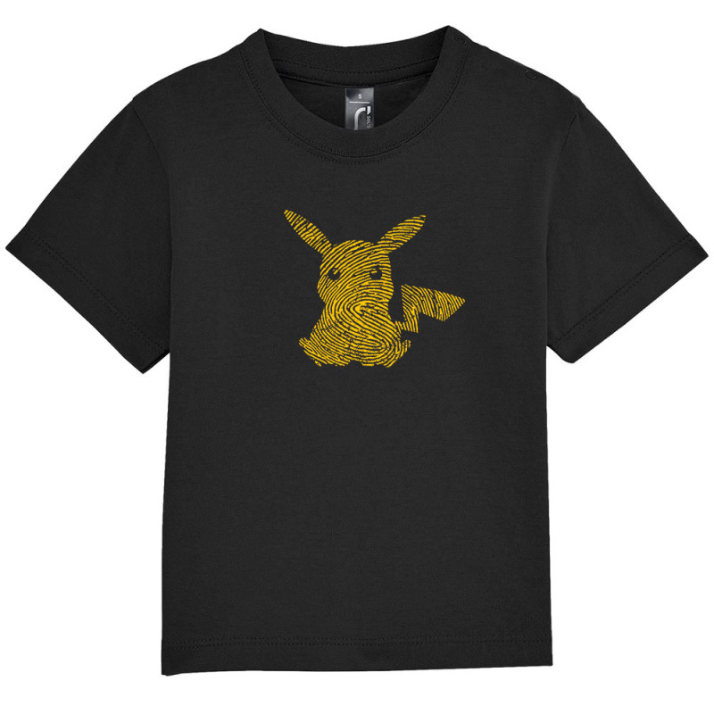T-shirt bébé noir Digital Pikachu (Le Duc,Jeux Vidéo / Geek,Manga Kawaï japan)