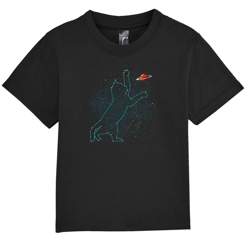 T-shirt bébé noir Space Cat (Le Duc,Animaux,Chats)