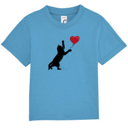 T-shirt bébé bleu azur Banksy Cat (Le Duc,Animaux,Musée,Chats)