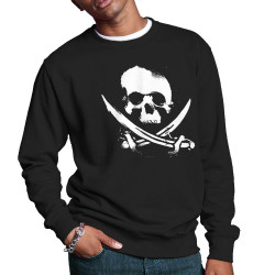 Sweat homme col rond noir Pirate Skull (Têtes de morts)