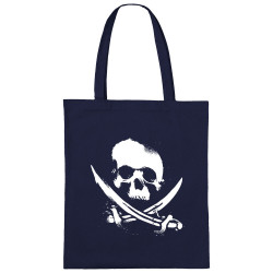 Sac shopping en toile bleu marine Pirate Skull (Têtes de morts)