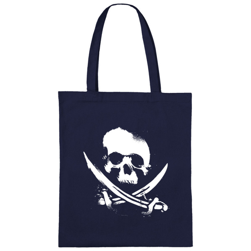 Sac shopping en toile bleu marine Pirate Skull (Têtes de morts)