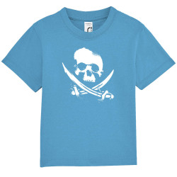 T-shirt bébé bleu azur Pirate Skull (Têtes de morts)