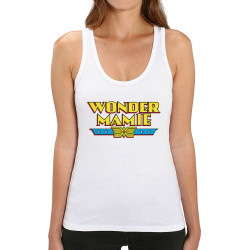 Débardeur femme coton bio blanc Wonder Mamie (Gondrax,Humour,Détournements,Papa Maman Papy Mamie,Fête des mères)