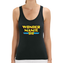 Débardeur femme coton bio noir Wonder Mamie (Gondrax,Humour,Détournements,Papa Maman Papy Mamie,Fête des mères)