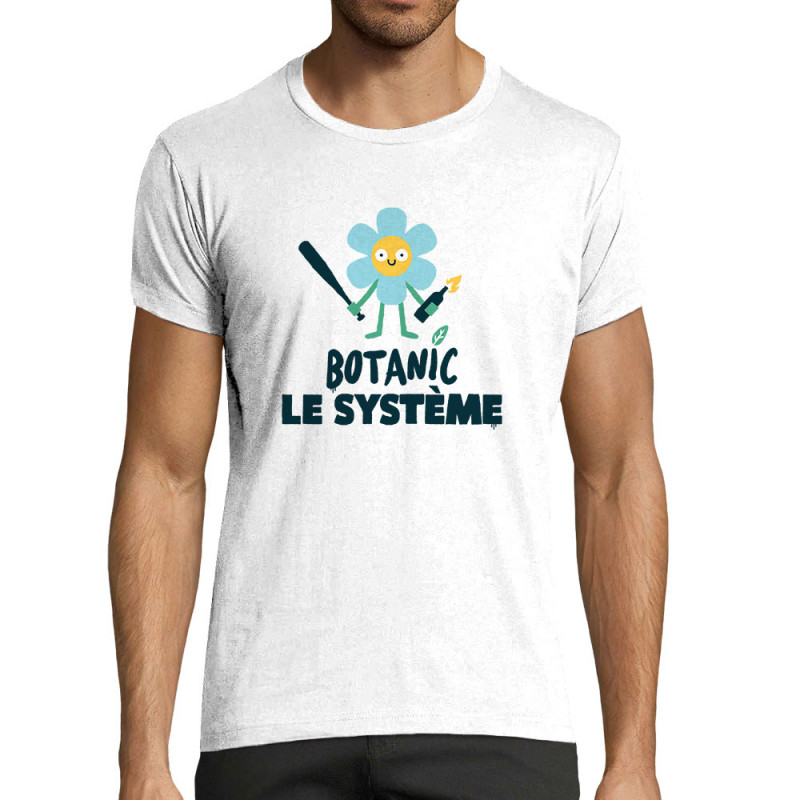 T-shirt homme fit blanc Botanic le système (Alex Kidd,Humour,Slogans Débiles)