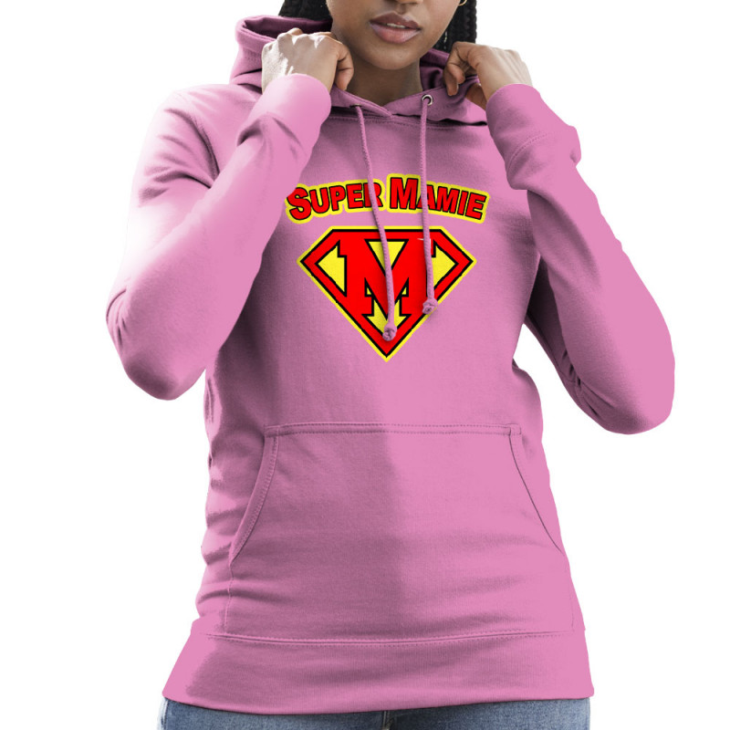 Sweat femme à capuche rose Super Mamie (Gondrax,Humour,Détournements,Papa Maman Papy Mamie,Fête des mères)