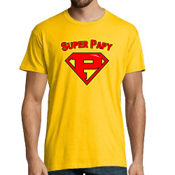 Tee-shirt homme jaune Super Papy (Gondrax,Humour,Détournements,Papa Maman Papy Mamie)