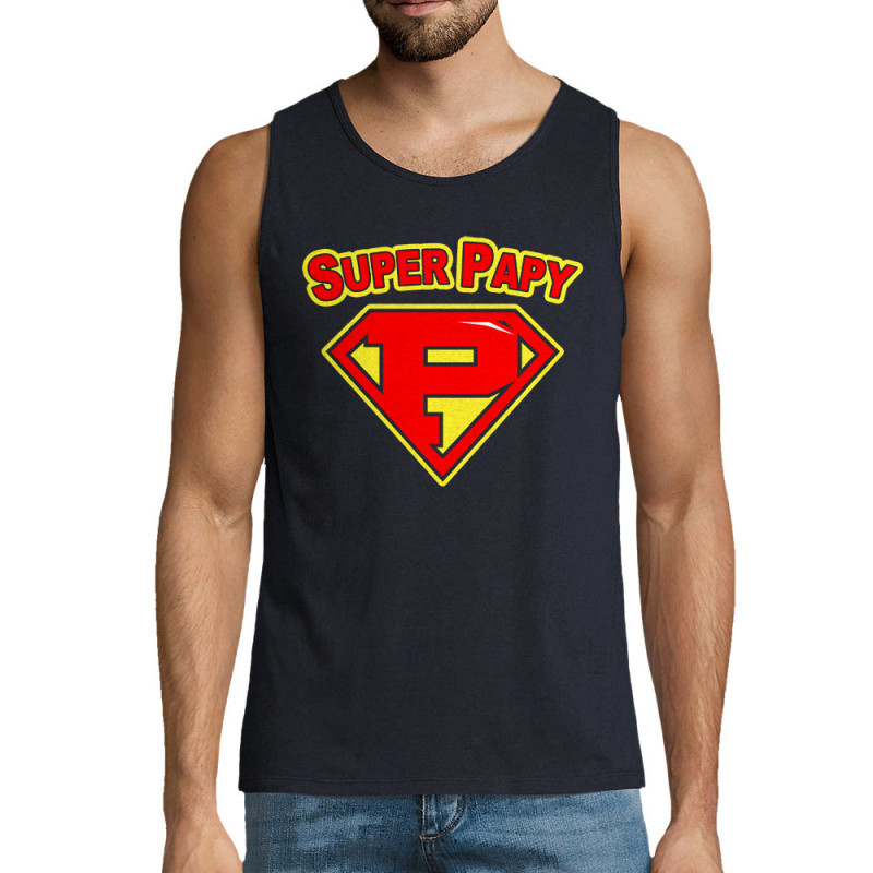 Débardeur homme bleu marine Super Papy (Gondrax,Humour,Détournements,Papa Maman Papy Mamie)