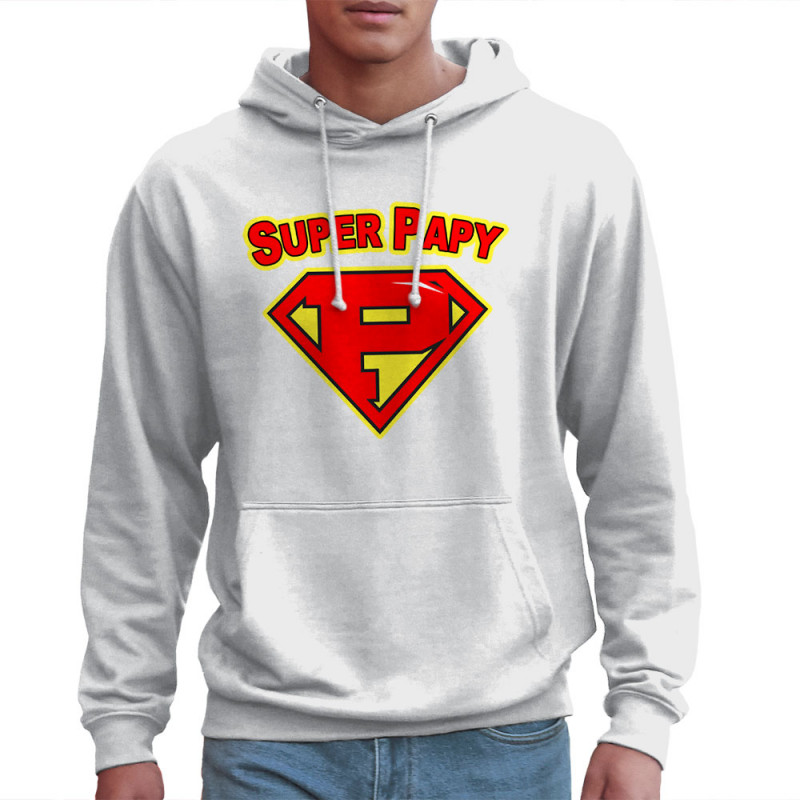 Sweat homme à capuche blanc Super Papy (Gondrax,Humour,Détournements,Papa Maman Papy Mamie)