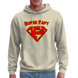 Sweat homme à capuche naturel Super Papy (Gondrax,Humour,Détournements,Papa Maman Papy Mamie)