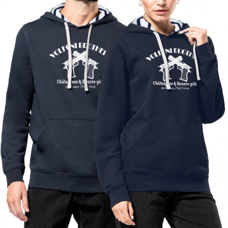 Sweat capuche à motifs unisexe bleu marine et marinière Volfoni Brothers (Andy,Films/Séries,Les Tontons Flingueurs)