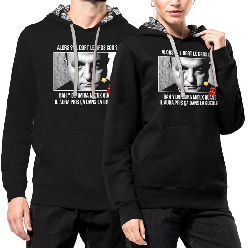 Sweat capuche à motifs unisexe noir et têtes de mort mexicaines Il dort le gros con (Films/Séries,Les Tontons Flingueurs)
