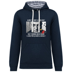Sweat capuche à motifs unisexe bleu marine et marinière Il dort le gros con (Films/Séries,Les Tontons Flingueurs)