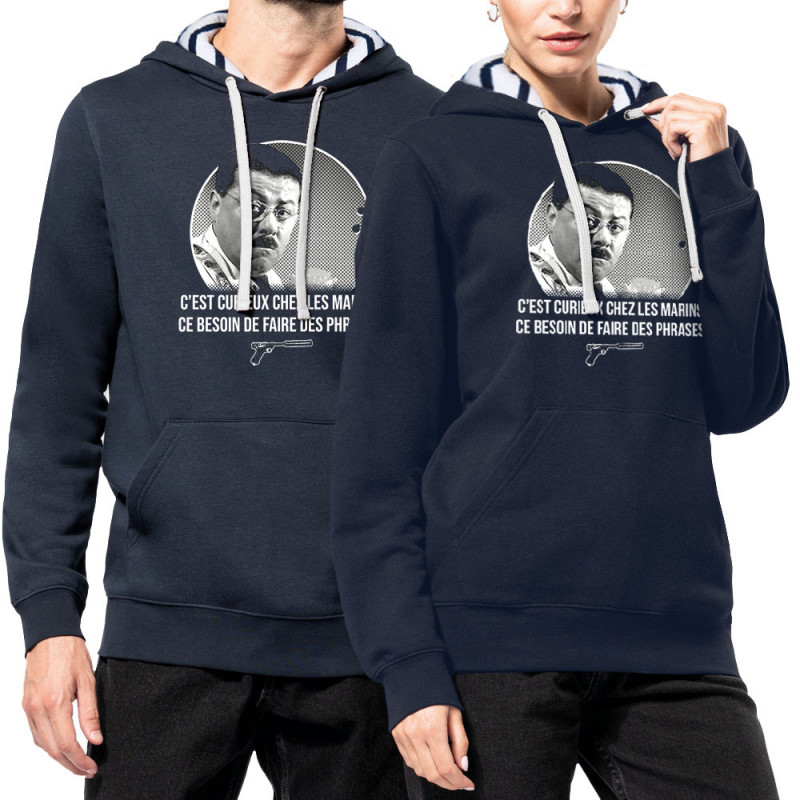 Sweat capuche à motifs unisexe bleu marine et marinière Les marins (Gondrax,Films/Séries,Les Tontons Flingueurs)