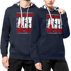Sweat capuche à motifs unisexe bleu marine et marinière Make Music Not War (Rock & Punk,Slogans engagés)