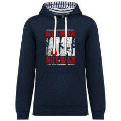Sweat capuche à motifs unisexe bleu marine et marinière Make Music Not War (Rock & Punk,Slogans engagés)