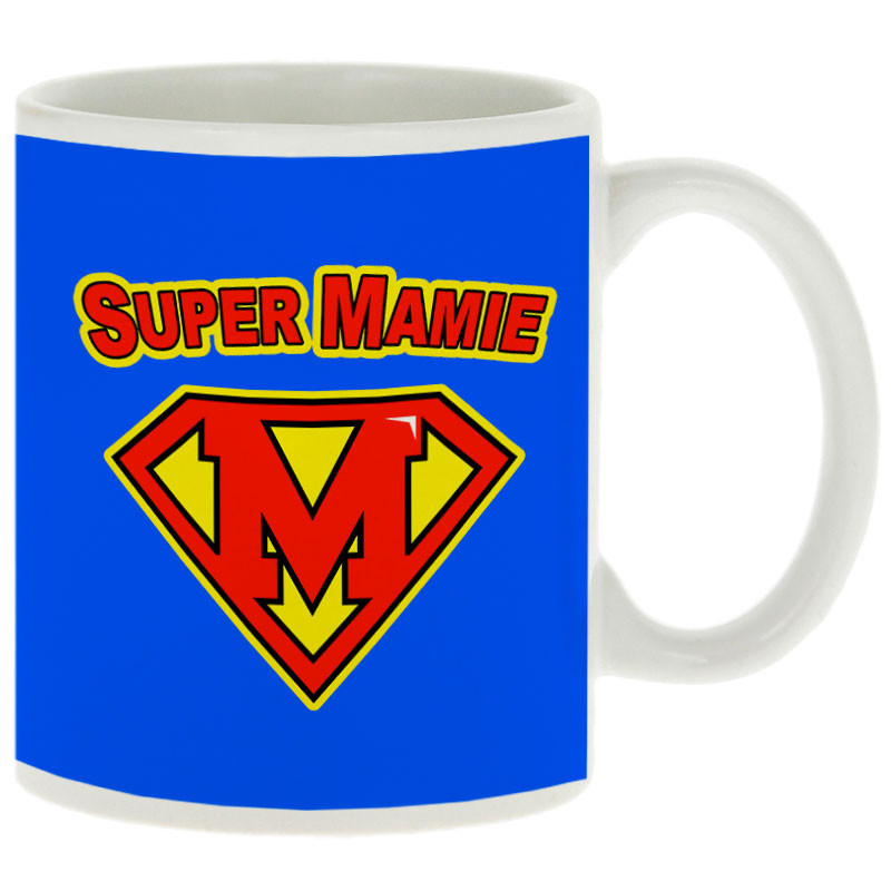 Mug blanc Super Mamie (Gondrax,Humour,Détournements,Papa Maman Papy Mamie,Fête des mères)