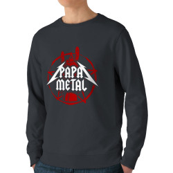 Sweat homme bio col rond gris anthracite Papa Metal (Gondrax,Humour,Papa Maman Papy Mamie,Fête des pères)