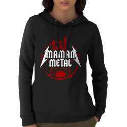 Sweat femme à capuche coton bio noir Maman Metal (Gondrax,Humour,Papa Maman Papy Mamie,Fête des mères)