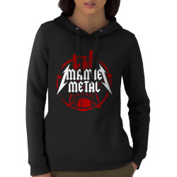 Sweat femme à capuche coton bio noir mamie Metal (Gondrax,Humour,Papa Maman Papy Mamie,Fête des mères)