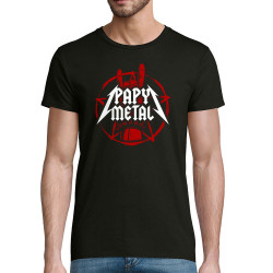 T-shirt homme coton bio noir Papy Metal (Gondrax,Humour,Papa Maman Papy Mamie)