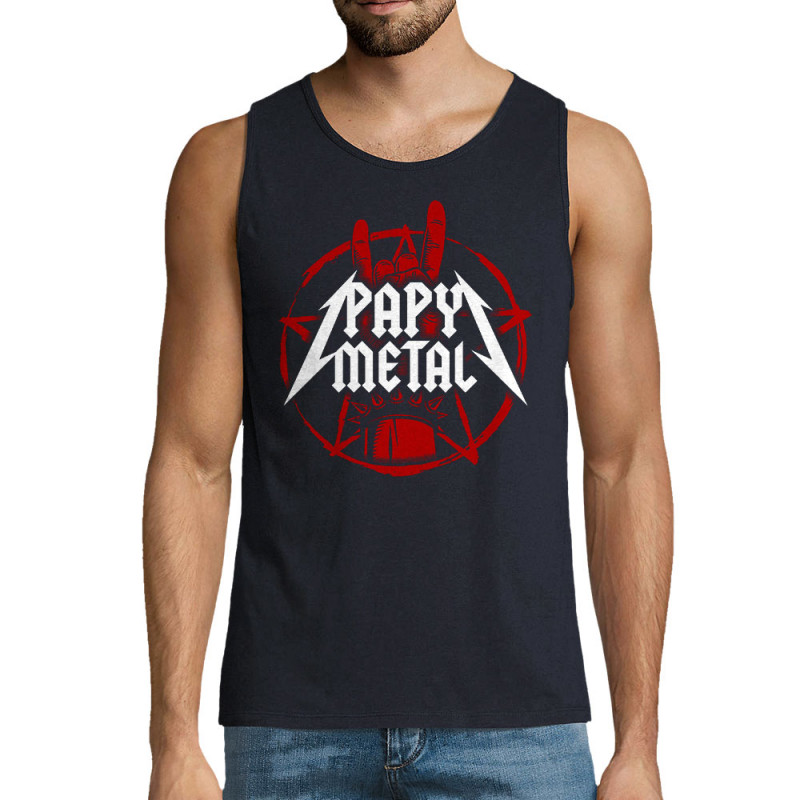 Débardeur homme bleu marine Papy Metal (Gondrax,Humour,Papa Maman Papy Mamie)