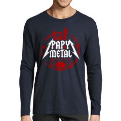 T-shirt homme manches longues bleu marine Papy Metal (Gondrax,Humour,Papa Maman Papy Mamie)