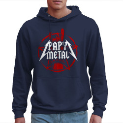 Sweat homme à capuche bleu marine Papy Metal (Gondrax,Humour,Papa Maman Papy Mamie)