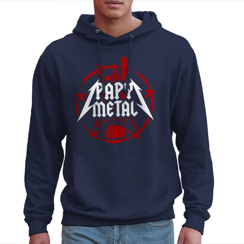 Sweat homme à capuche bleu marine Papy Metal (Gondrax,Humour,Papa Maman Papy Mamie)