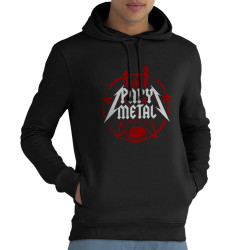 Sweat homme à capuche coton bio noir Papy Metal (Gondrax,Humour,Papa Maman Papy Mamie)