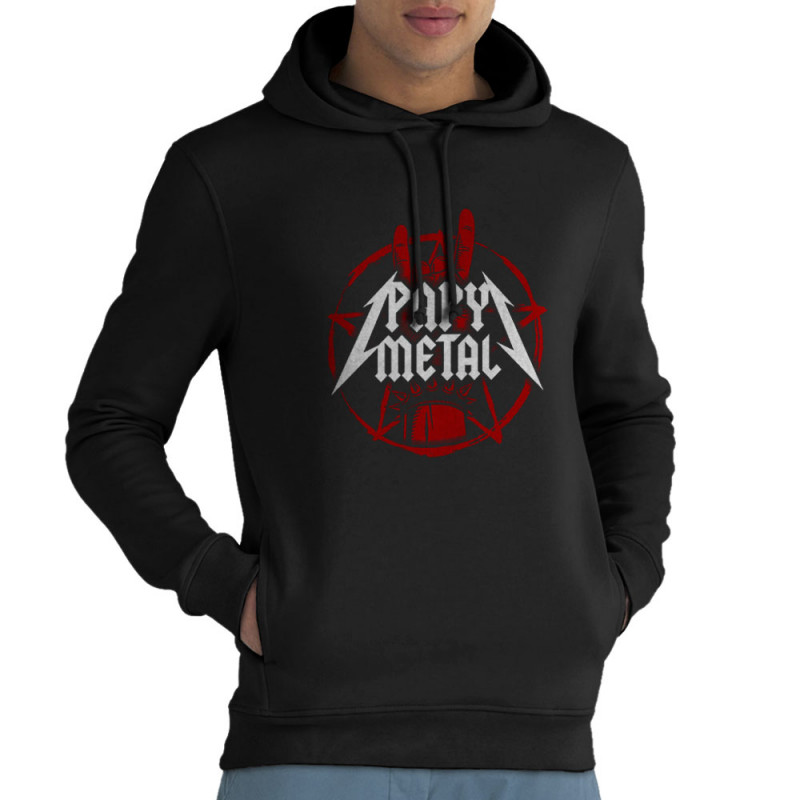 Sweat homme à capuche coton bio noir Papy Metal (Gondrax,Humour,Papa Maman Papy Mamie)