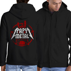 Sweat homme à capuche zippé noir Papy Metal (Gondrax,Humour,Papa Maman Papy Mamie)
